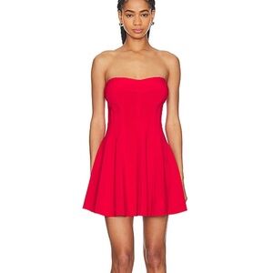 x REVOLVE Grace Strapless Mini Dress in Tiger Red